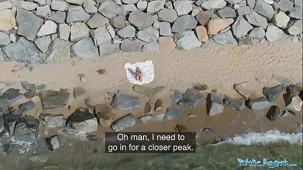 Public Agent Blonde Liz Rainbow fucked on the beach in a bikini