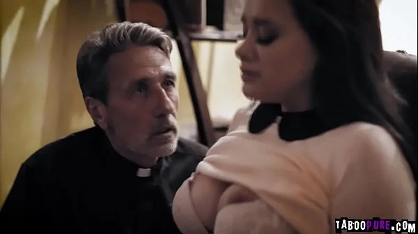 Gia Paige gives herself to the horny priest and suck off his cock nad then gets pounded