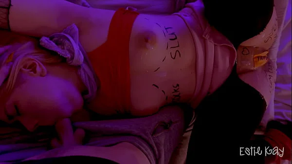 Hey, isn't she your wife? She's tied up and fucked at the party. Pretty anal whore.