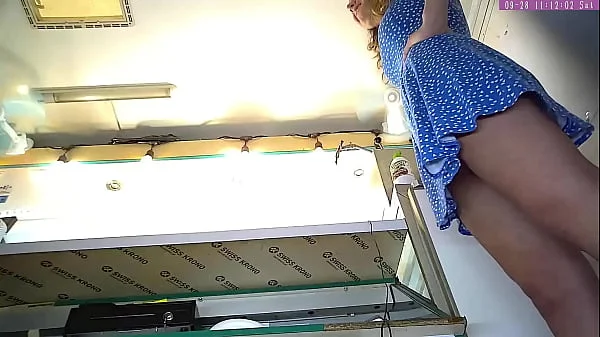 Sexy blonde girl voyeur camera upskirt at work part 1