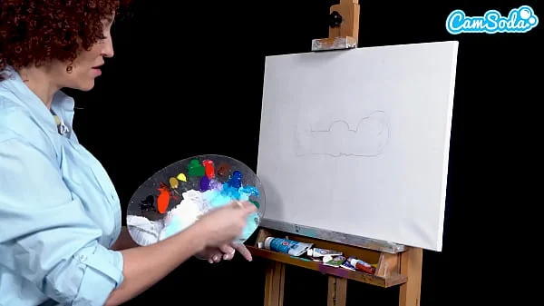 Big Tits MILF Ryan Keely Cosplay As Bob Ross Gets Horny During Painting Tutorial