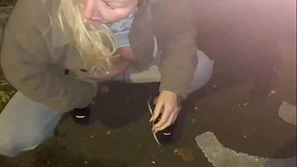 Offered a drink on the street to take a cum shot