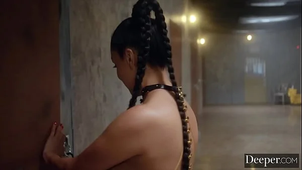 Deeper. Infamous Vicki Chase in massive cell block blowbang