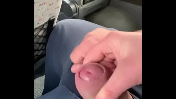 Almost got Caught Jerking off Husband's Cock on the Bus... but he still Cum