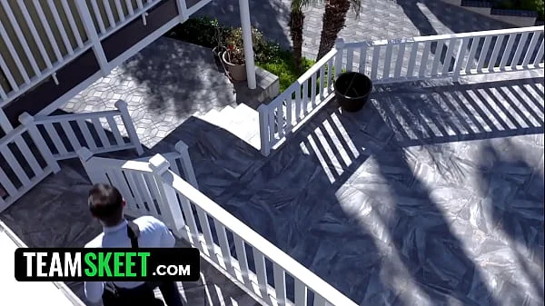 Submissive Redhead With Huge Tits Scarlett Snow Welcomes Her Husband With A Leash On - TeamSkeet