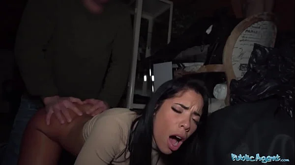 Public Agent Brunette with a beautiful bubble butt fucking a big fat cock