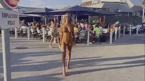 Monika Fox Walks The Streets Of Cap d'Agde Naked