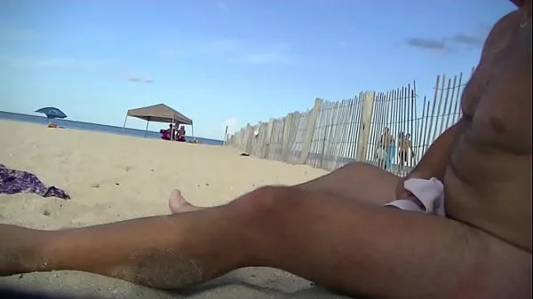 Nude Beach Voyeurs Jerking Off #2 - Husband Films Big Black Cock And Little White Cock Nude Beach Voyeur Looking At His Wife While Jerking Off And Cumming In Public!