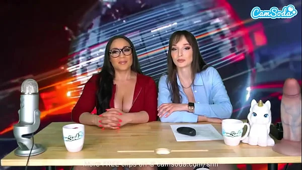 Camsoda - Lesbian MILFs Ride Sybian Orgasm On Air While Reading The News