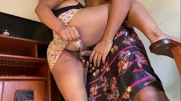 My stepmother was cleaning the furniture in short clothes and I accidentally got too carried away