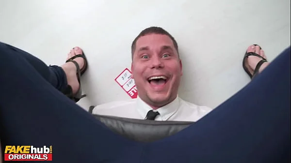 FAKEhub - Shop assistants compete over having sex with hot busty redhead theif