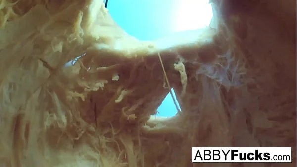 Abigail carves a pumpkin then plays with herself