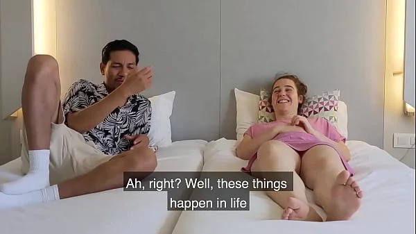 Step Bro and Step Sis fight with pillows hotel room