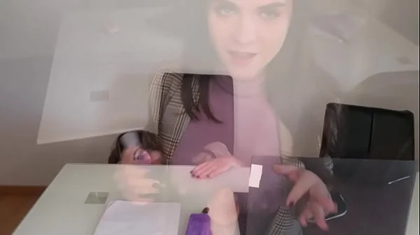 Hot Step Mother Seduces Step Son in the office, shows him milky nipples and Makes big cock Handjob