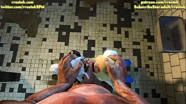 Power Girl and Black Cat servicing Ogre Man 3D Animation