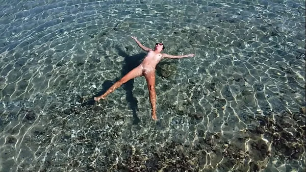 Drone exibitionism on Nudist beach