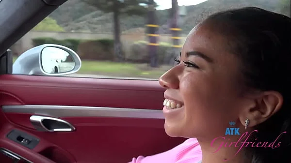 Ameena Green being a naughty girl in the car getting her pussy rubbed and sucking cock