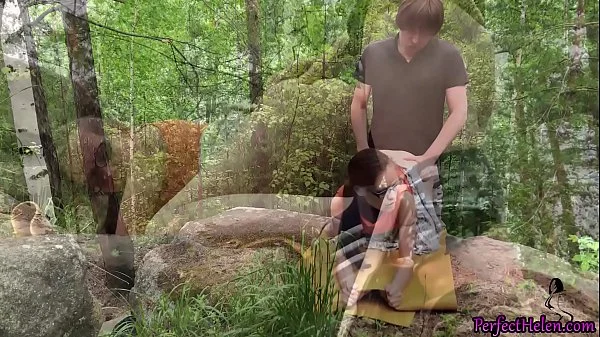 Brunette Hard Pussy Fuck Stranger Outdoor and Creampie in the Forest