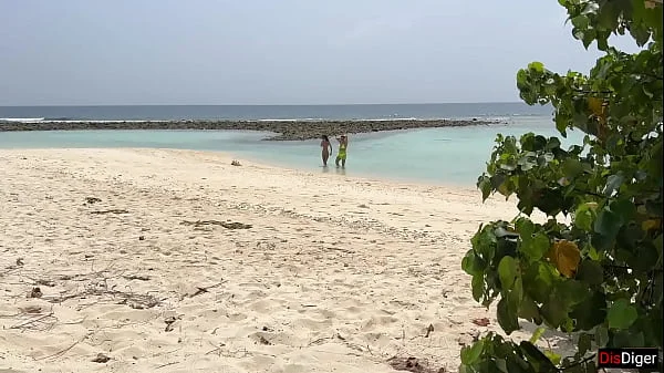 Voyeur pervert jerks off busty MILF and her stepdaughter and cums on their faces while they sunbathe