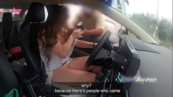 I stopped to buy fruit on the road and let the seller see and touch my pussy - teaser