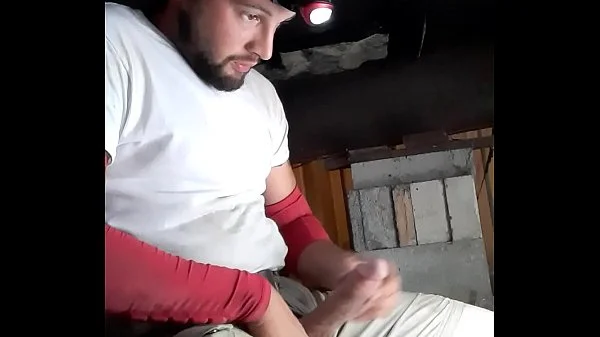 Huge cumshot long fat dick at work