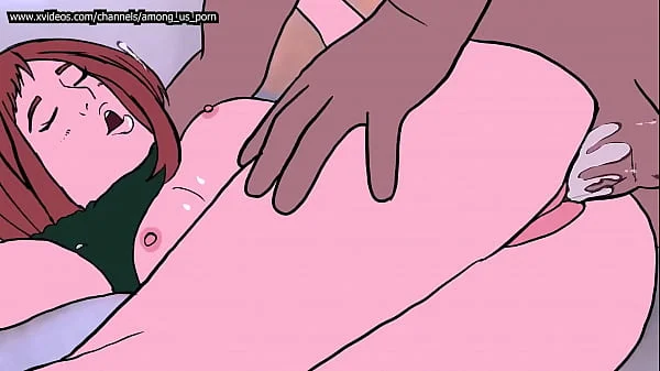 Hombre con verga enorme llena de leche el coño de Uraraka y ella bota leche por las tetas (cosplay de my hero academia) bucle