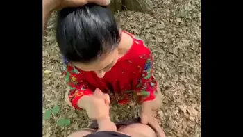 he takes her to the forest and she squeezes the last drop of sperm out of his cock