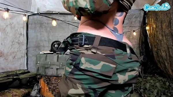 Naughty Teen Solider Almost Caught Masturbating In The Field