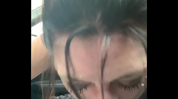 Emo slut swallows black cock in car and begs