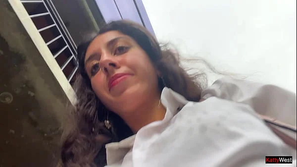 Eating pizza with cum on my face in a public cafe