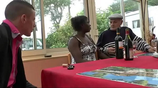 Back girl in threesome with Papy Voyeur