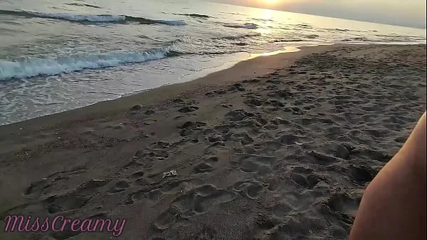 French Milf Blowjob Amateur on Nude Beach public to stranger with Cumshot 02 - MissCreamy