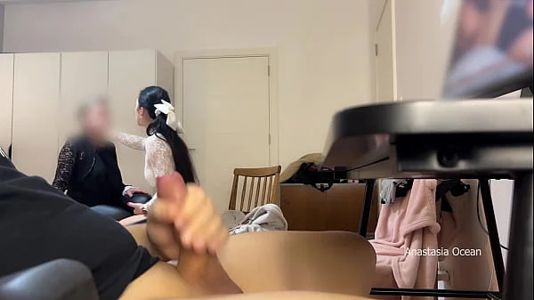 My stepmom and I caught my husband watching porn and masturbating.