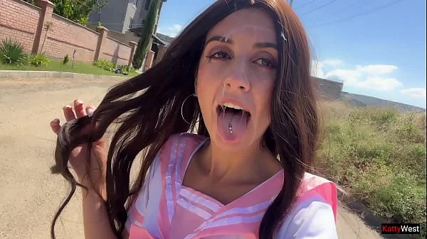 Cutie Katty West Gets Three Cocks In A Gangbang And Walks With Cum On Her Face