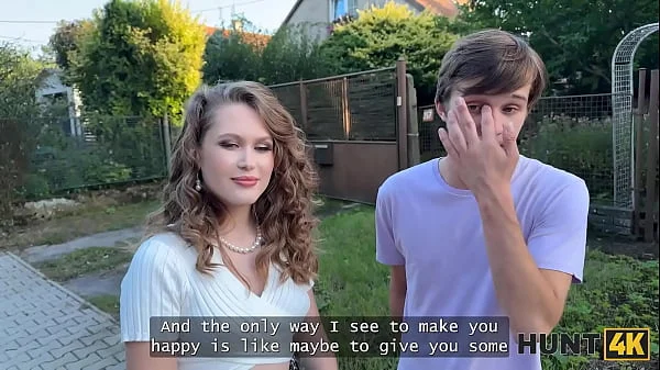 HUNT4K. Sweet Una Fairy is not too shy and showed her tits and pussy in public