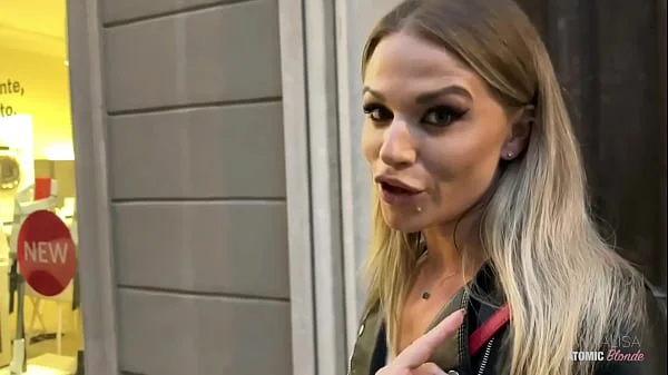 Risky Public Blowjob: Blonde Slut Swallows It All