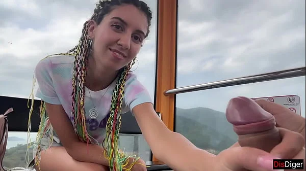 Public Dick Flashing on the Ferris wheel - Stranger Girl Help me Cum in her Mouth