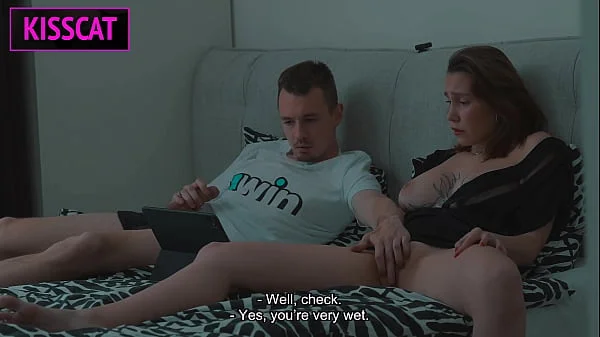 Step mom and Step son Watch Porn, Masturbate to Creampie Bliss in Share Bed Hotel Vacation