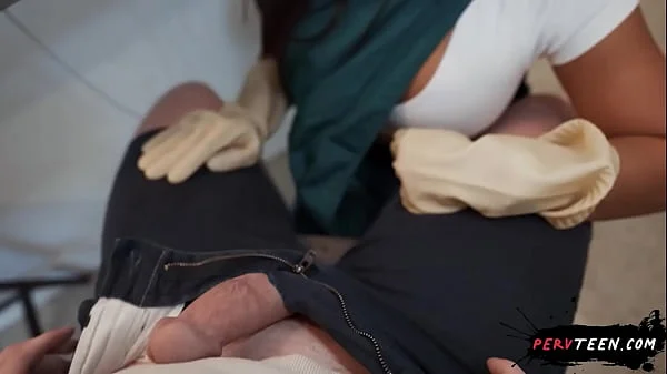 Sneaky sex with a Hot Latina Cleaner, Busted by her Coworker