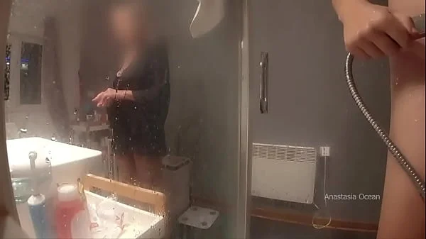 Stepmom came to his bathroom, he started jerking, she likes to watch. My pervert family.