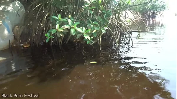 Hot skinny African village not even surprised to get fuck unexpectedly while she was bathing outdoor in the forrest
