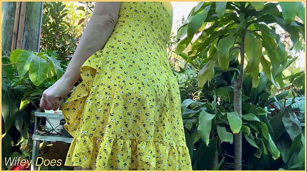 Wifey heads out in a cute summer dress braless and looks amazing with her blonde hair.