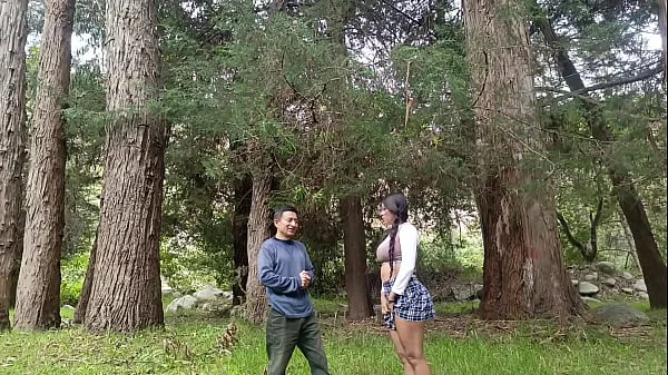 Old peasant fucks young college girl in the field