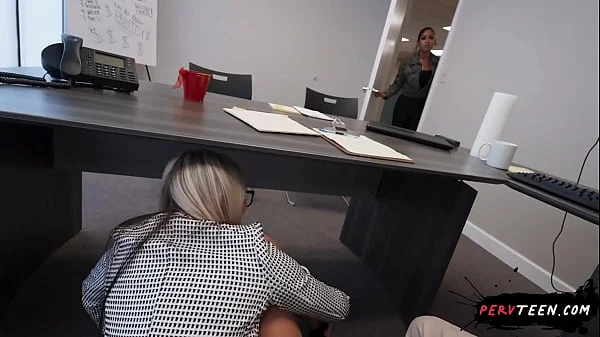 Cheating Teen Talks on Phone with Boyfriend While Boss Fucks Her at Office