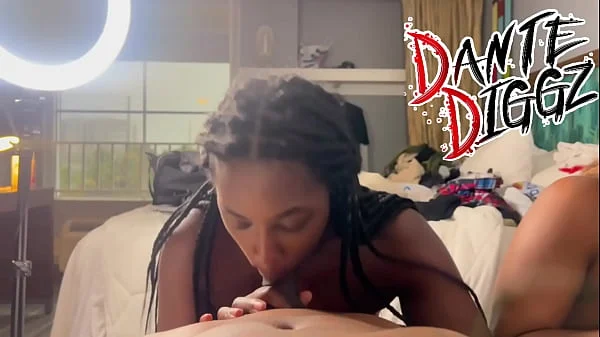 2 Ebony Baddies Have A Dick Sucking Contest On Each Other Boy Friends