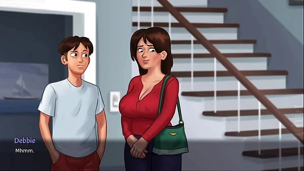 Summertime Saga - Busty Stepmom sucks a huge cock and gives the best sloppy blowjob