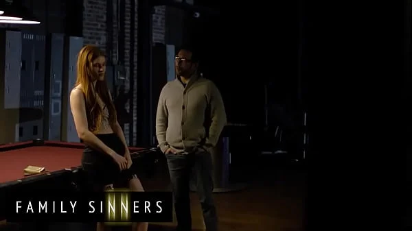 FAMILY SINNERS - Furious Stepdad Finds His Step Daughter Sneaking In Past Curfew And Teaches Her A Lesson With His Cock
