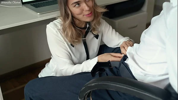 Sexy Secretary Gives Boss Blowjob In Office And Swallow All Cum From Hard Pulsating Cock