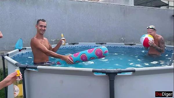 Rough Gangbang Party by The Pool Hardcore Sex and Creampie