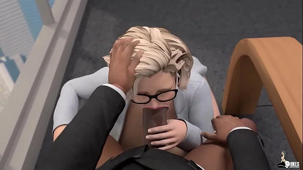 Busty Jewish Secretary sucks and fucks her black boss